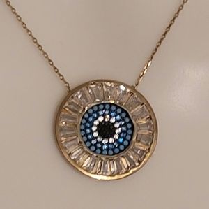 Eye Crystal/Teal/Gold Necklace